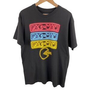 Pac Man Graphic Print Black Short Sleeve T-Shirt Mens Size Large